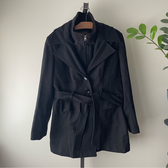 Marvin Richards New York Wool Belted Coat Black Womens Size XL - Picture 1 of 7